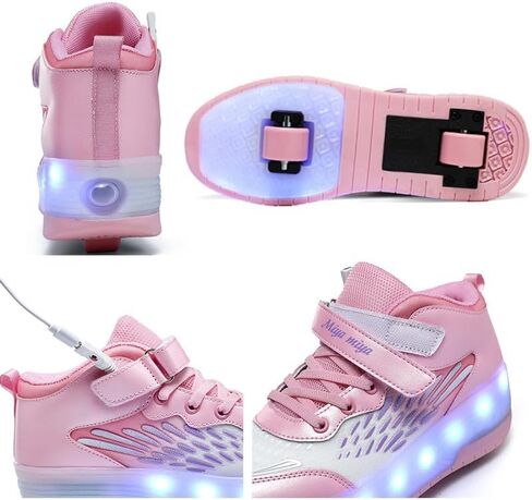 RESLIDE Roller Shoes with Wheels for Boys Girls Kids Skates Sneakers LED Light Up Rechargeable Sport Sneaker for Boys in Kuwait