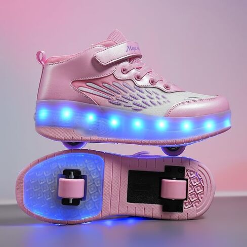 RESLIDE Roller Shoes with Wheels for Boys Girls Kids Skates Sneakers LED Light Up Rechargeable Sport Sneaker for Boys in Kuwait