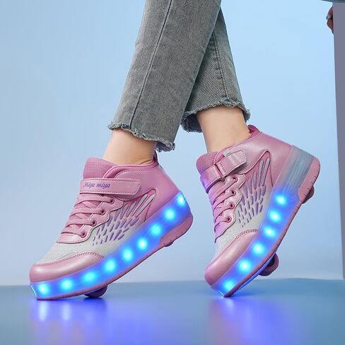 RESLIDE Roller Shoes with Wheels for Boys Girls Kids Skates Sneakers LED Light Up Rechargeable Sport Sneaker for Boys in Kuwait