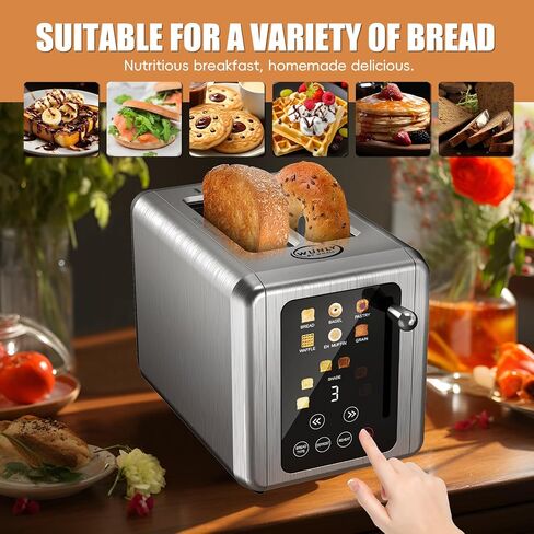 4 Slice Toaster, Touchscreen & Dual Independent Control Panel，5 Basic Functions & Digital Countdown Toasters, 6 Shade Settings＆6 Bread Types, Smart Bread Toaster Mute/Screen-Off,Silver in Saudi Arabia