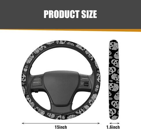 1 PC Car Steering Wheel Anti-Scratch Protective Cover, 15" x 1.6" American Flag Design Sweat-Absorbent Breathable Steering Wheel Cover, Decorative Accessory for All Seasons, for Cars (Red) in Saudi Arabia