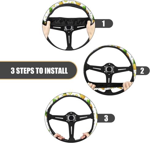 1 PC Car Steering Wheel Anti-Scratch Protective Cover, 15" x 1.6" American Flag Design Sweat-Absorbent Breathable Steering Wheel Cover, Decorative Accessory for All Seasons, for Cars (Red) in Saudi Arabia