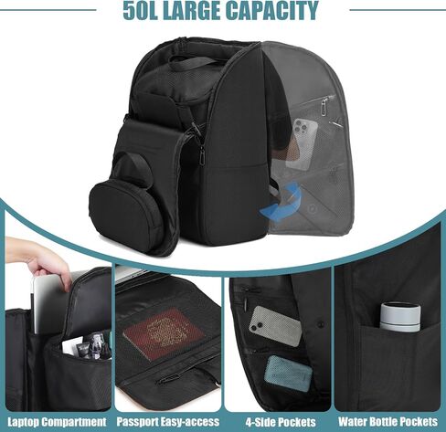 60L Expandable Business Travel Backpack for Men, TSA-Friendly Carry-On Laptop Bag (Fits 16" Laptop) with 4 Detachable Organizer Pouches in Saudi Arabia