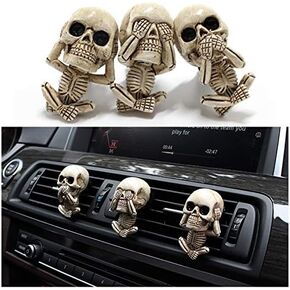 Set of 3, Skull Statue Air Vent Clips Car Interior Accessories, Skeleton Outlet Freshener Perfume Clips, Cute Ghost Car Interior Decor, Funny Ornament Christmas Decor Gifts for Men Women