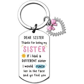 Funny Sister Gifts Personalized Sister Keychain Gifts From Big Little Sister Elder Brother Younger Brother Unique Thanks For Being My Sister Keyring Present Sister Birthday Christmas Gifts
