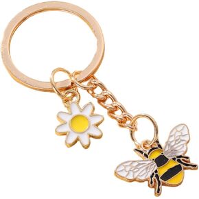 Meefisher Cute Honey Bee Charms Enameled Keychain Teacher Appreciation Gifts Keyring Bumble Aesthetic Accessories for Women Purse Bag