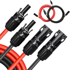 8AWG 20Feet Solar Panel Extension Cable, 8 Gauge Solar Panel Cable 1500V 70A, with IP68 Male and Female Solar Connector, for Solar Systems, Car, RVs, and Boats (20 Feet Black+20 Feet Red)