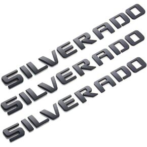 Aimoll 3pcs Silverado Nameplate Letter Emblems 3D Badge Replacement for 1500 2500HD 3500HD Silverado (Matte Black)
