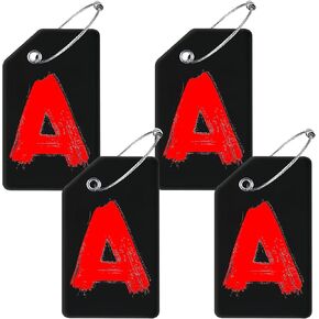 4 Pack Initial Luggage Tag for Suitcase, Colored Letter Silicone Bag Tags Identifiers Privacy Cover ID Label with Durable Steel Loop for Women Men Kids Girls Travel, Letter M