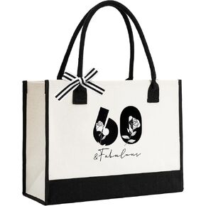 هدايا عيد الميلاد الستين من Crisky للنساء حقيبة قماشية للشاطئ مقاس 60 بوصة ورائعة مع شريط للزوجة/الأخت/الأم/العمة/الأصدقاء، 43.18 سم × 30.48 سم × 17.78 سم in Kuwait