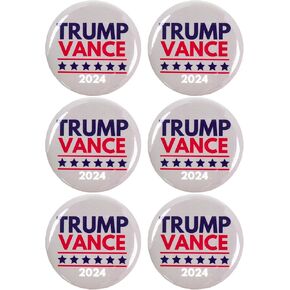 Trump Vance 2024 Buttons, Presidential Campaign Pin, Republican Accessory for Parades and Rallies, 2.25 Inches (Pack of 6)