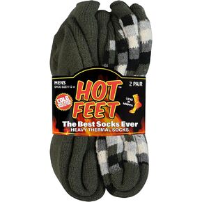HOT FEET Thermal Socks for Men, Extreme Cold Weather, 2/4 Pack Thick Warm Socks for Men, Winter Insulated Socks, Size 6-12.5 in Kuwait