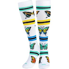 Cool Socks Knee High Fun Compression Socks for Men, Women, Bright Funny Designs