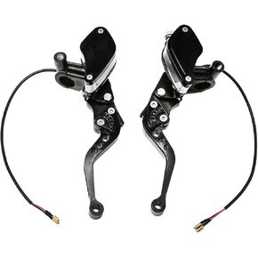 1 Pair of Motorcycle Brake Clutch Pump Lever 7/8" 22mm with Dual Hydraulic Master Cylinder Reservoir CNC Aluminum Replacement for Honda Yamaha Kawasaki Suzuki 50cc-300cc Black