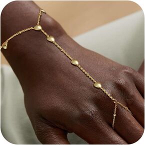 Gold Bracelets for Women Waterproof, 14K Plated Gold CZ Diamond Bezel Hand Chain Bracelets, Dainty Adjustable Bracelets for Women Trendy, Jewelry Gifts for Women
