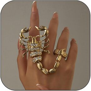 Punk Full Finger Ring Bracelet Scorpion Hand Chains Double Knuckle Ring Harness Cool Punk Hand Ring Halloween Gifts