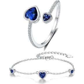 Step Forward 925 Sterling Silver September Birthstone Ring and Bracelet for Women & Girls