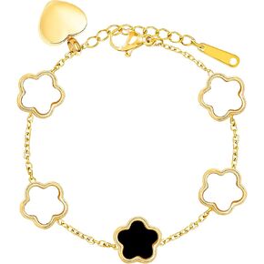 Cremation Jewelry Five Leaf Clover Heart Urn Bracelet for Human Ashes for Women Memorial Keepsake Ashes Holder Link Bangle