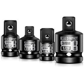 4-Piece Impact Socket Adapter and Reducer Set, 1/4" & 3/8" & 1/2" Impact Driver Conversions for Impact Wrench, Chrome Molybdenum Alloy Steel