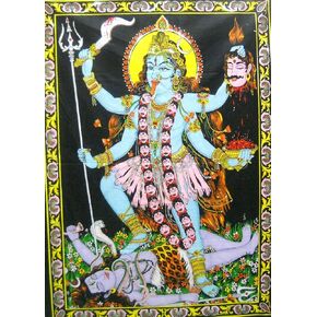 Crafts of India Kali sequins Batik Cotton Wall Painting (LARGE) 40" X 30" Inches