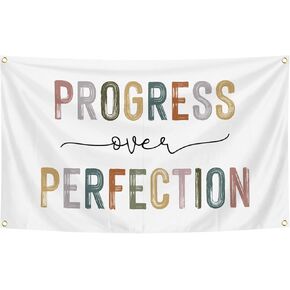 Progress Over Perfection Poster Inspirational Tapestry 3X5 Ft Classroom Tapestry Decoration for College Bedroom Room Dorm Office Wall Aesthetic Decor Tapestry