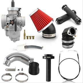 NIBBI 26mm Carburetor Kit - PE26 Carburetor GY6 Curved Pipe 185mm Throttle Line Handlebar Fit GY6 Engine Scooter 150CC