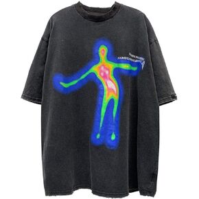 Vamtac Graphic Tees 90s Oversized T Shirts Vintage Hipster Printed Tee Casual Summer Streetwear Top Tshirt Unisex