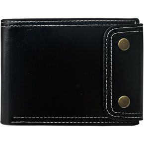 Mens Wallet, Vintage Double-Button Men Bifold Wallet Foldable Wallet Card Holder PU Leather Bifold Purse for Men with 9 Card Slots and 2 Cash Slots Men Purse Wallet (A, Brown)