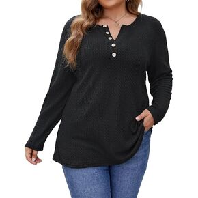 Womens Plus Size Sweaters Long Sleeve V Neck Lightweight Pullover Knit Sweater Tops