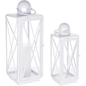 Melrose International Traditional Curved Metal Lantern (Set of 2)