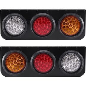 قطعتان من شريط إضاءة ذيل الشاحنة LED مناسب لشاحنة مقطورة 12-24 فولت تيار مستمر RV تخييم، مصباح خلفي كهرماني أحمر أبيض إيقاف مصباح إشارة الانعطاف مع قاعدة دعامة حديدية in Kuwait