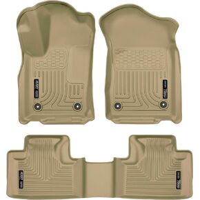 Husky Liners Weatherbeater Floor Mats | Fits 2016-2024 Dodge Durango; 2016-2021 Jeep Grand Cherokee; 2022 Jeep Grand Cherokee WK | Front & 2nd Row, 3-pc Tan - 99153