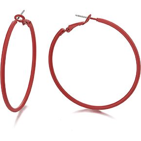 Classic Large Circle Statement Hoop Huggie Hinged Stud Earrings