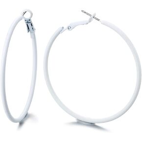 Classic Large Circle Statement Hoop Huggie Hinged Stud Earrings in Kuwait