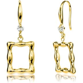 18K Gold Plated Dangle Drop Earrings for Women Small Cute Heart/Flower/Square Shaped Gold Hoop Earrings Hypoallergenic Surgical Steel Earrings for Women Girls Dangling Bamboo Style Earrings 90s Mother's Day Gifts