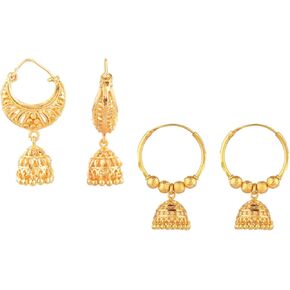 Efulgenz Gold Tone Hoop Earrings Jhumkas Indian Earrings for Women Traditional Indian Style Bollywood Jhumka Jhumki Dangle Earrings Set Jewelry Indian Jhumkas for Women