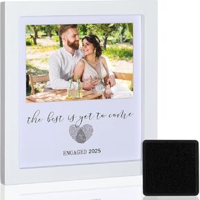 Engagement Gifts for Couple 2025 Engagement Heart Thumbprint and Ink Kit Engagement Picture Frame Personalized Wedding Engagement Gifts for Couples The Best Is Yet to Come Photo Picture Frame 4x6