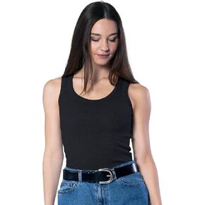 Women Tank Top Cotton Ribbed Slim Fit Scoop Neck Sleeveless Basic Tee Trendy Sexy Comfy Tight Solid (One Size S-M)