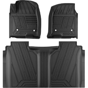Huidasource Car Floor Mats for Chevy Silverado 1500 2019-2024, GMC Sierra 2500HD 3500HD 2020-2024 Crew Cab, TPE Custom Fit All Weather Car Mats for Silverado, Front & Rear 2Row Car Floor Liners, Black