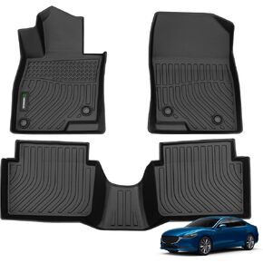 ANBINGO-Floor Mats for Mazda 3 2014-2018,All Weather Mazda 3 Floor Mats,2015 Mazda 3 Car Mats 1st & 2nd Row Mazda 3 Accessories Black