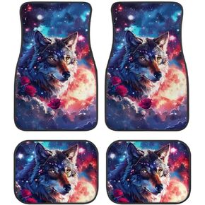 Leopard Print All Weather Floor Mats for Car SUV & Truck - Automotive Floor Mats 4 Pieces Set (Front & Rear), Heavy Duty Protection