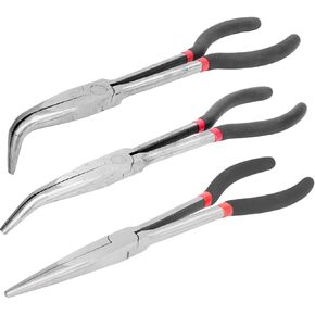 Watris Veiyi Long Needle Nose Pliers Set, 11in Long Reach Nose Pliers, Nipper Bent Nose Duckbill Pliers for Access in Tight Spaces