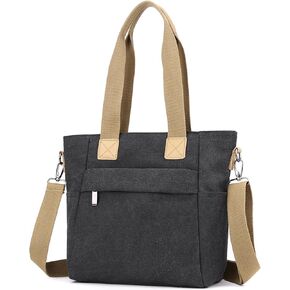 natyrlpog Canvas Tote Bag for Women Small Handbag with Zipper Shoulder Bag for Shopping Travel Work