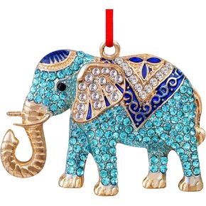 D24TIME Elephant Christmas Ornament-Metal Teal Elephant Ornaments for Christmas Tree Friendship Sisterhood Elephant Ornament for Women Kids Elephant Decor for Home Christmas Decorations Hanging Gifts