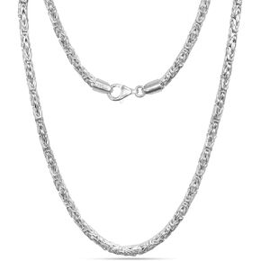 LeCalla 925 Sterling Silver Classic Byzantine Necklace for Men Women | Handmade Italian 4MM Byzantine Link Chain Necklace (18, 20, 22, 24 Inches)