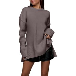 Women's Fall Fashion Casual Knit Sweaters Crewneck Long Sleeve Lightweight Winter Tops