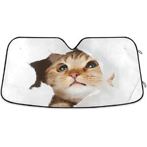 SUABO Car Windshield Sun Shade Funny Scottish Cat Foldable Auto Window Sunshade Blocks UV Rays Sun Visor Protector (55" x 27.5")