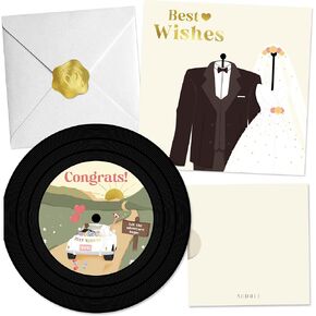 10 Modern Gold Foil Wedding Cards for Bride And Groom with Envelopes (5"x7"), Assorted Greeting Cards For Bridal Shower, Engagement, Newlywed, Wedding Congratulations, Wedding Cards Bulk