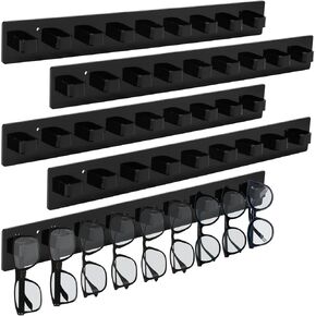 5 Pack Black Acrylic Sunglasses Organizer Wall Mounted Glasses Holder Organizer Stick-On Eyewear Display Rack Eyeglasses Hanging Stand for Front Door Entryway Living Room