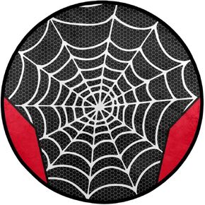 Red Spider Web Round Area Rug Large Aesthetic Area Rugs for Kids Room Nursery Decorations, 3 ft Diameter Cool Non-Slip Doormat Floor Carpet Decor